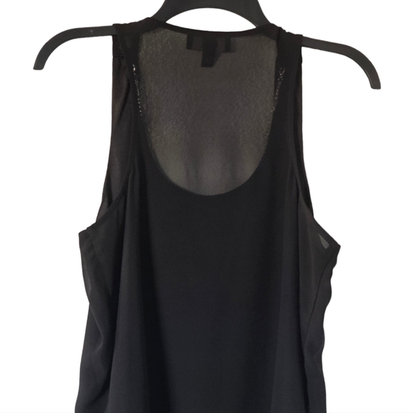 BCX Blouse Women Sz M Black Sleveless Sheer Attached Accessories Summer - Picture 4 of 9